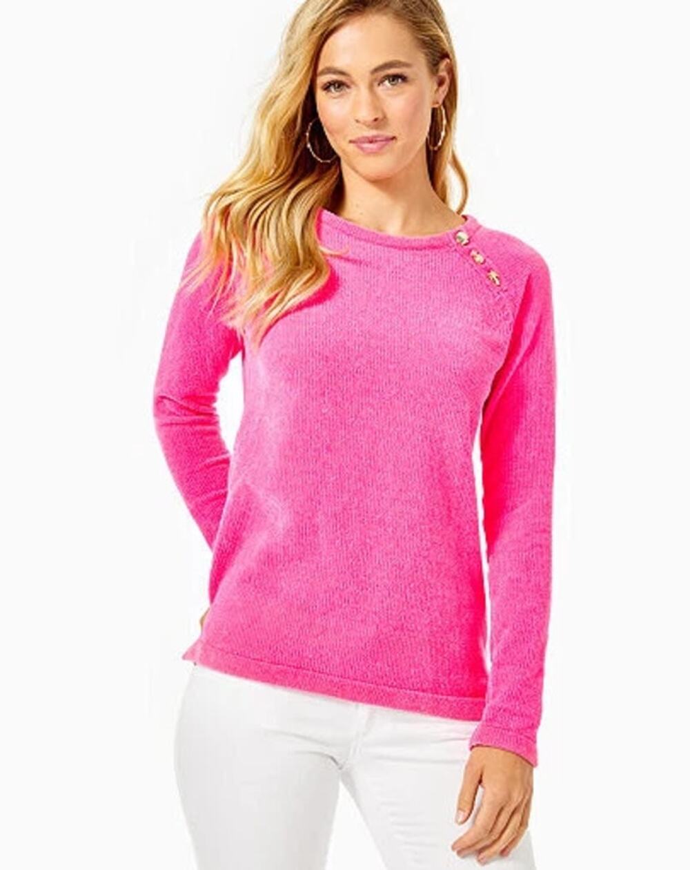 Lilly Pulitzer EUC Pippen Sweater Pink Size Small Preppy Knit Pullover Comfy
